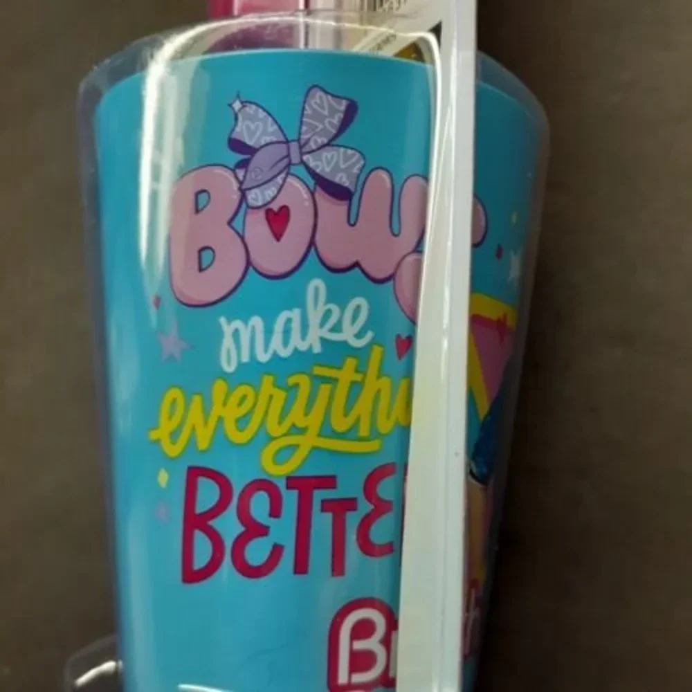 Jojo Siwa 3 Piece Toothbrush Set Holographic Cap & Rinsing Cup Blue Yellow Pink